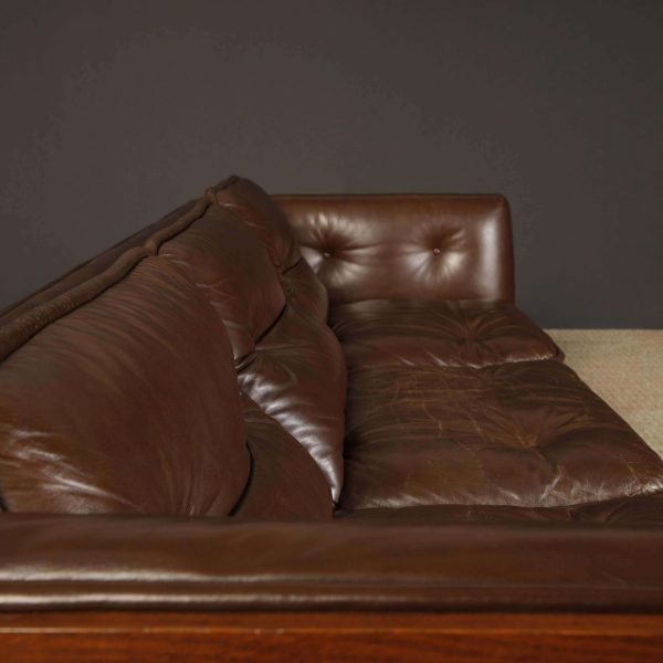 Warren Platner Walnut and Leather Floating Case Sofa for Lehigh Leopold, c. 1970 - Image 12