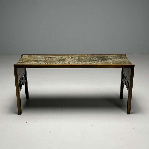 Philip & Kelvin LaVerne Mid-Century Modern Spring Festival Console Table, Bronze - Image 3