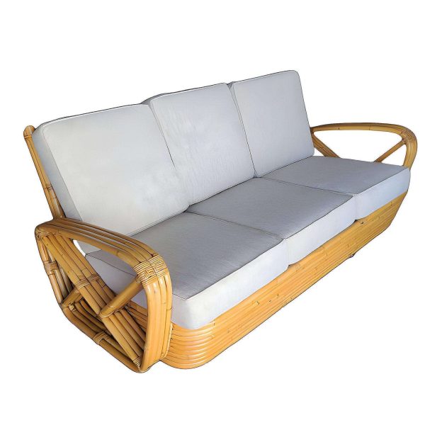 Original Historic Hand Made 4-Strand Square Pretzel Rattan Lounge & Sofa Set - Image 7