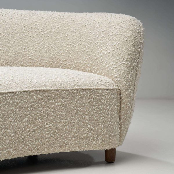 Danish Three-Seater Banana Sofa in Bouclé, 1940s - Image 8