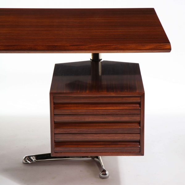 Osvaldo Borsani Rosewood and Aluminum Desk for Tecno SPA, Italy 1960s - Image 8