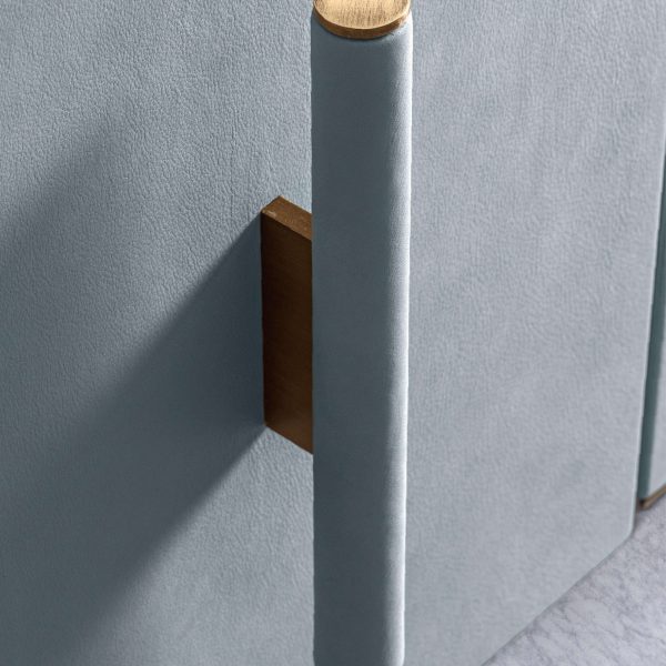 Contemporary Sideboard by Hessentia in Light-Blue Leather with Grey Marble Top - Image 6