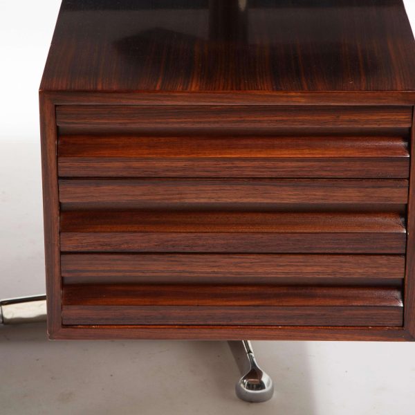 Osvaldo Borsani Rosewood and Aluminum Desk for Tecno SPA, Italy 1960s - Image 10