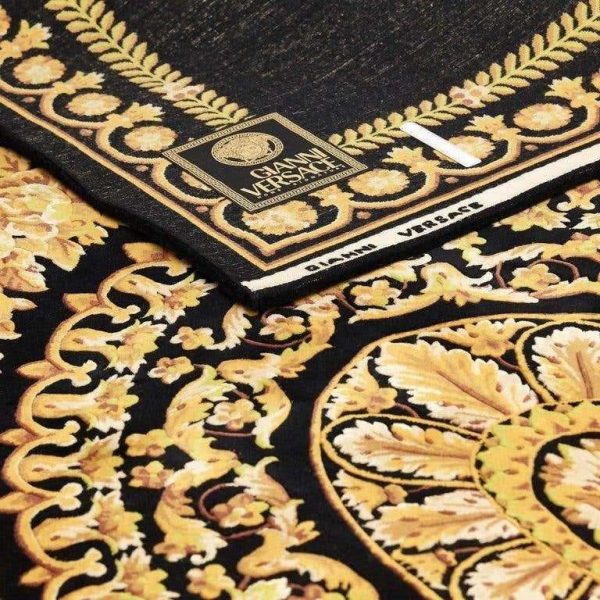 Versace Collection Rug Petit Barocco Nero Black Gold, 1980 - Image 11