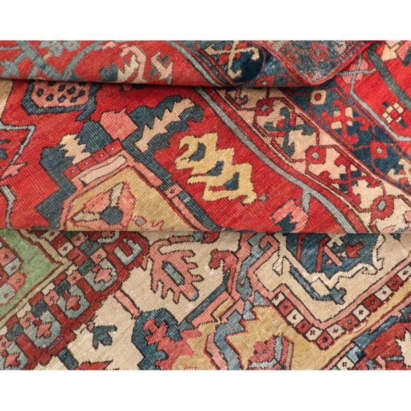 Early 20th Century Handmade Persian Heriz Square Room Size Carpet - Image 7