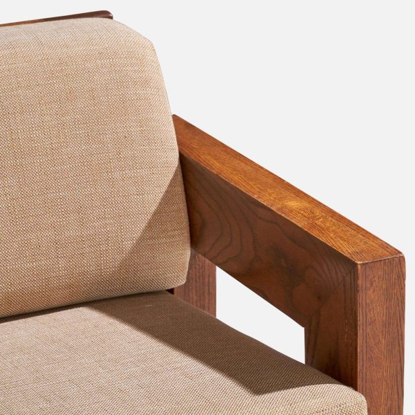 Howard Furniture Oak and Fabric Sofa, USA, 1950s - Image 7