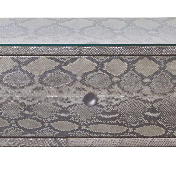 Pair of Exotic Python and Lucite Nightstands - Image 3