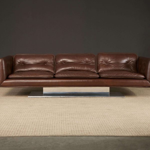 Warren Platner Walnut and Leather Floating Case Sofa for Lehigh Leopold, c. 1970 - Image 2