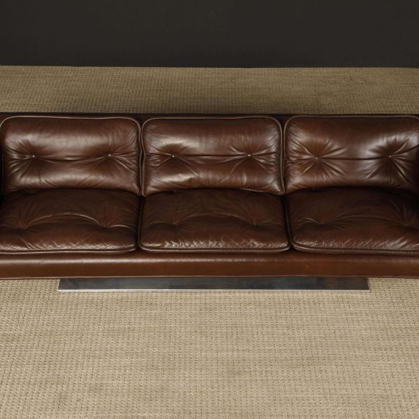 Warren Platner Walnut and Leather Floating Case Sofa for Lehigh Leopold, c. 1970 - Image 3