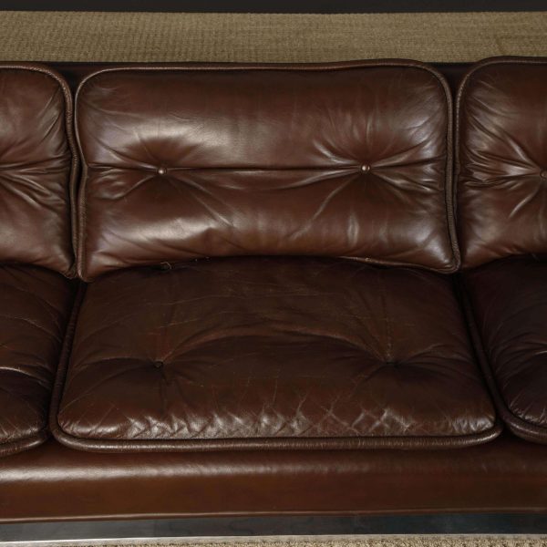 Warren Platner Walnut and Leather Floating Case Sofa for Lehigh Leopold, c. 1970 - Image 10