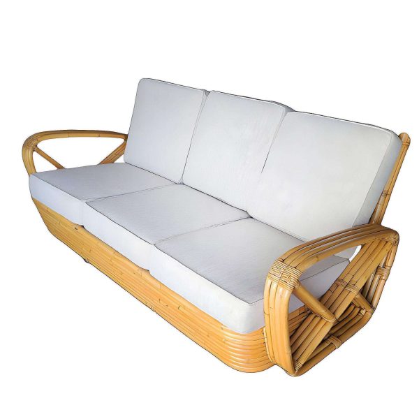 Original Historic Hand Made 4-Strand Square Pretzel Rattan Lounge & Sofa Set - Image 9