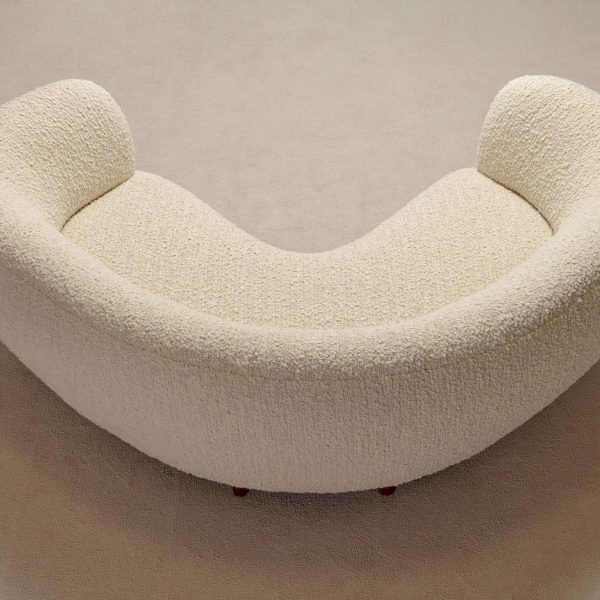 Danish Curved Three-Seater Banana Sofa in Bouclé with Oak Legs, 1940s - Image 7