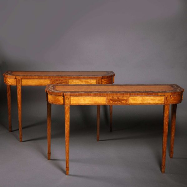 Pair of George III Polychrome-Decorated Satinwood Console Tables - Image 4