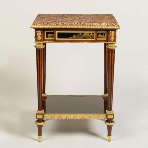 19th Century Marble-Top Lacquer Table in the Louis XVI Style by Henry Dasson - Image 2