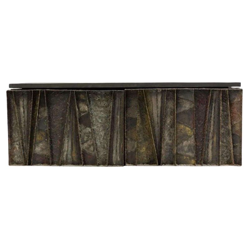Paul Evans 'PE-19' Deep Relief Floating Wall Cabinet with Slate Top, 1964