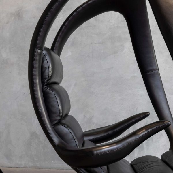 William Emmerson "Ab Ovo" Leather Hanging Pod Chair - Black - Image 10