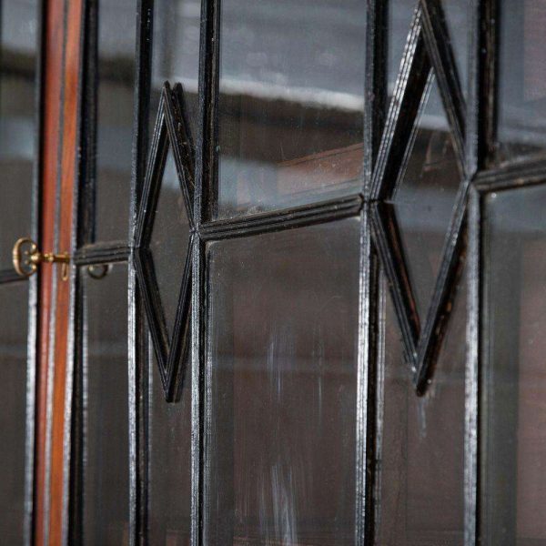 Monumental Irish Georgian Ebonised Mahogany & Astral Glazed Breakfront Bookcase - Image 10