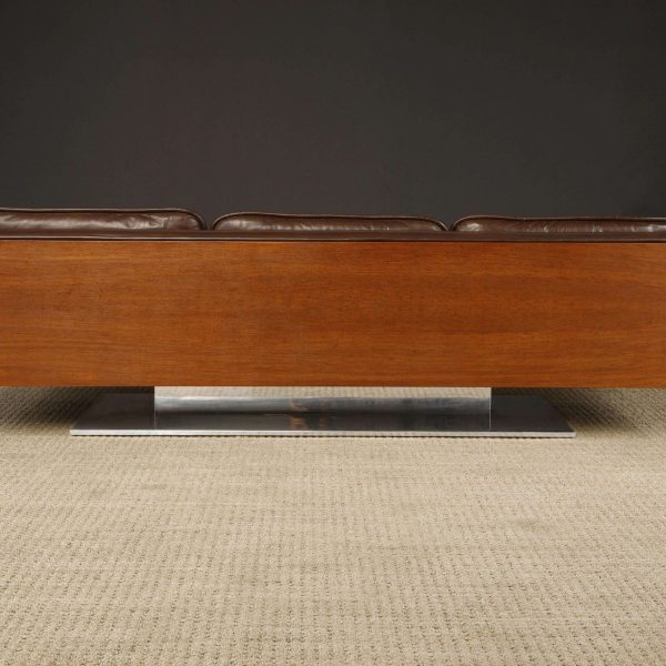 Warren Platner Walnut and Leather Floating Case Sofa for Lehigh Leopold, c. 1970 - Image 6