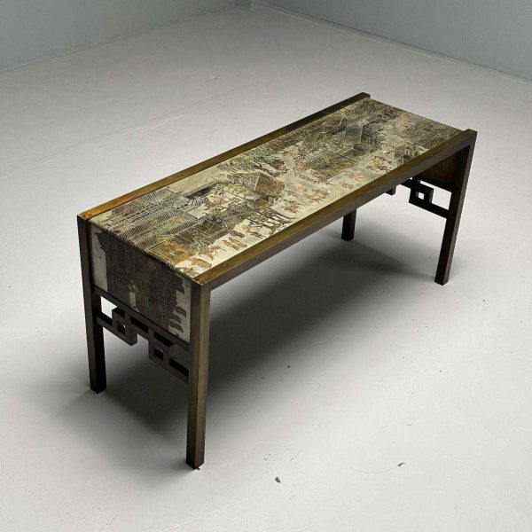Philip & Kelvin LaVerne Mid-Century Modern Spring Festival Console Table, Bronze - Image 2