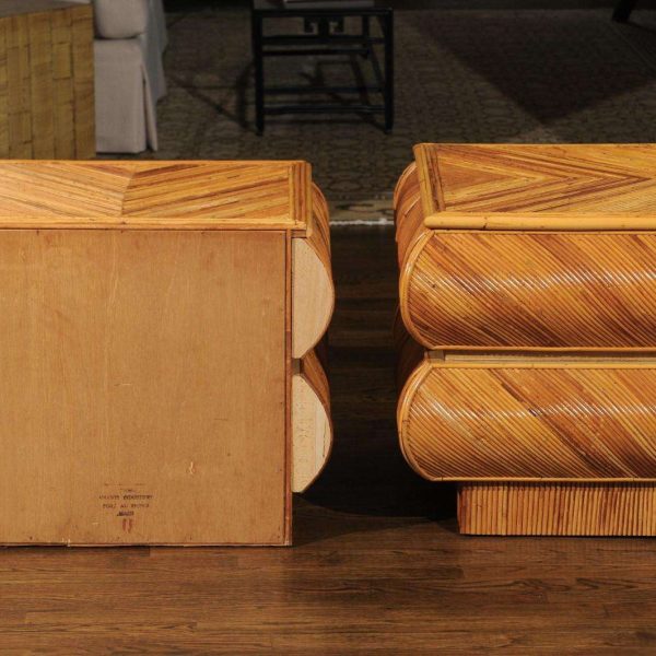 Magnificent Restored Pair of Bullnose Small Chests in Bamboo, circa 1980 - Image 9