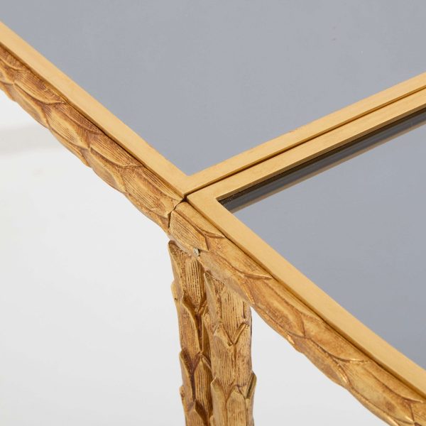 Maison Baguès Foliage Gilt Bronze and Mirror Tables 1950s - Image 8