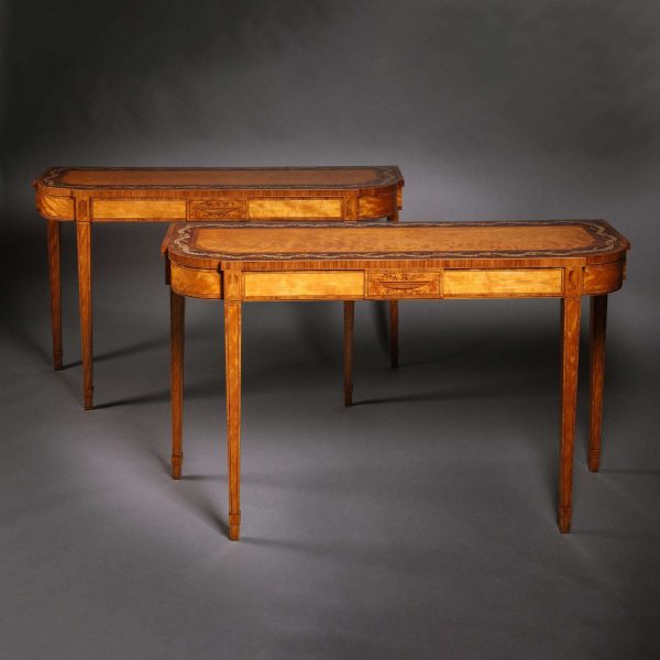 Pair of George III Polychrome-Decorated Satinwood Console Tables - Image 2