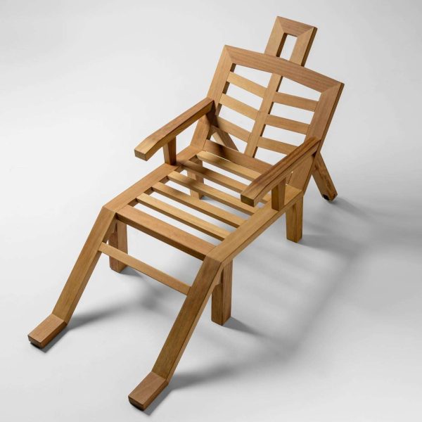 Sunlounger by Salvador Dalí Model "Portlligat" Surrealist Design Iroko Wood - Image 6