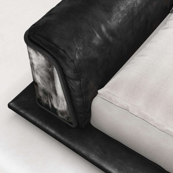 Saint-Germain Bed in Black Timeless Leather and Raw Silver - Image 3