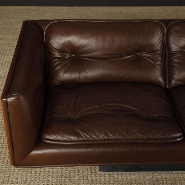 Warren Platner Walnut and Leather Floating Case Sofa for Lehigh Leopold, c. 1970 - Image 9