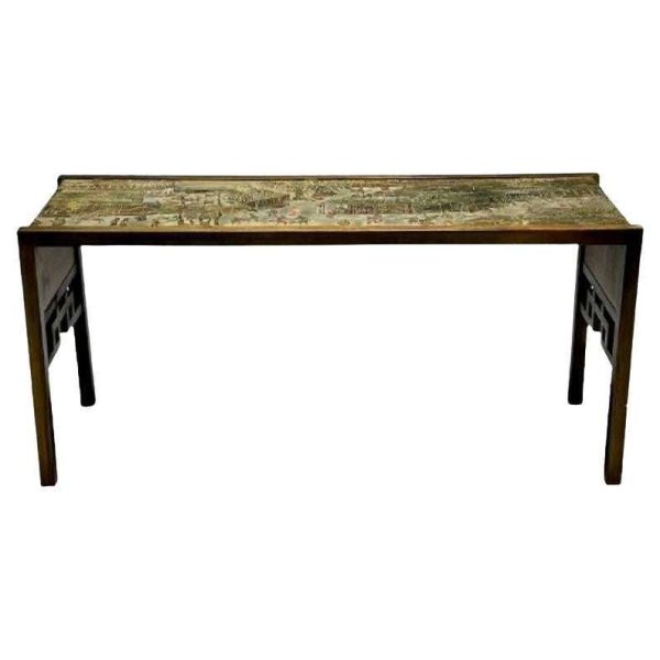 Philip & Kelvin LaVerne Mid-Century Modern Spring Festival Console Table, Bronze