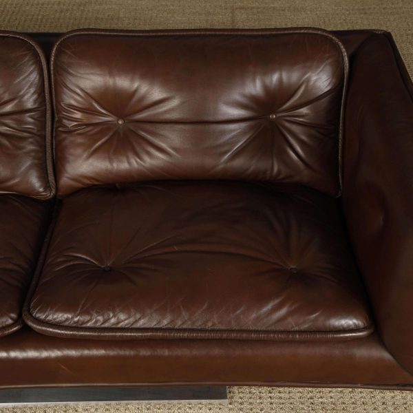 Warren Platner Walnut and Leather Floating Case Sofa for Lehigh Leopold, c. 1970 - Image 11