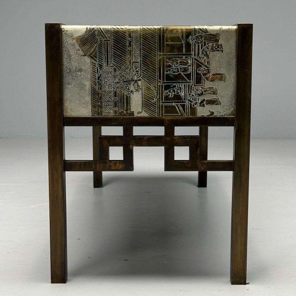 Philip & Kelvin LaVerne Mid-Century Modern Spring Festival Console Table, Bronze - Image 9
