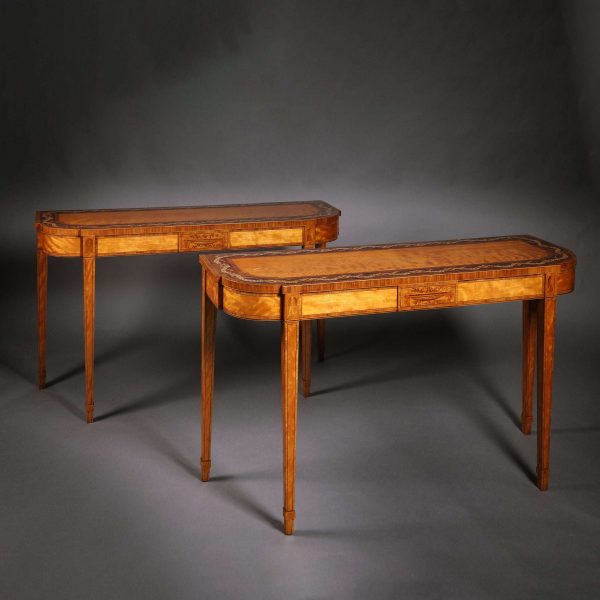 Pair of George III Polychrome-Decorated Satinwood Console Tables - Image 3