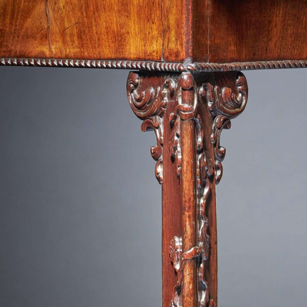 18th Century George III Carved Mahogany Serpentine Concertina Action Card Table - Image 8