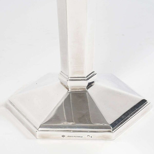 Jean E. Puiforcat - Pair Of Modernist Art Deco Candlesticks In Sterling Silver - Image 6