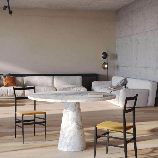 New Modern Dining Table in White Marble by Karen Chekerdjian - Image 2