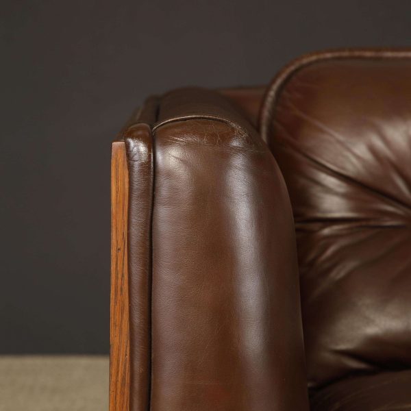 Warren Platner Walnut and Leather Floating Case Sofa for Lehigh Leopold, c. 1970 - Image 14