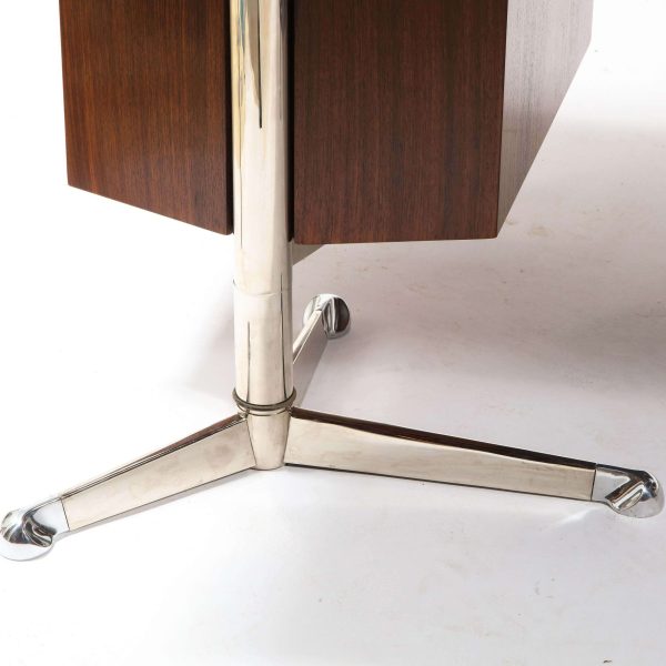 Osvaldo Borsani Rosewood and Aluminum Desk for Tecno SPA, Italy 1960s - Image 6
