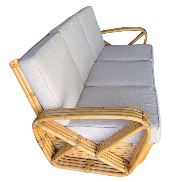 Original Historic Hand Made 4-Strand Square Pretzel Rattan Lounge & Sofa Set - Image 8