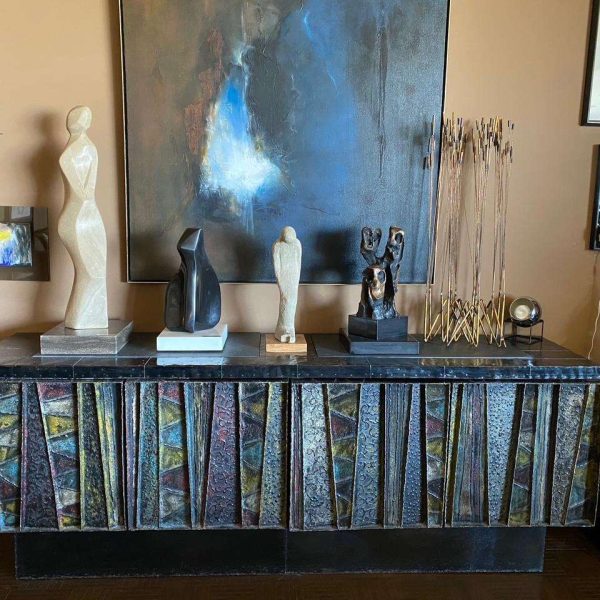 Important Welded Steel Deep Relief Sculpted Credenza by Paul Evans - Image 5
