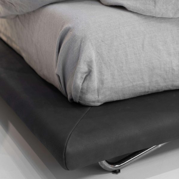 Saint-Germain Bed in Black Timeless Leather and Raw Silver - Image 7