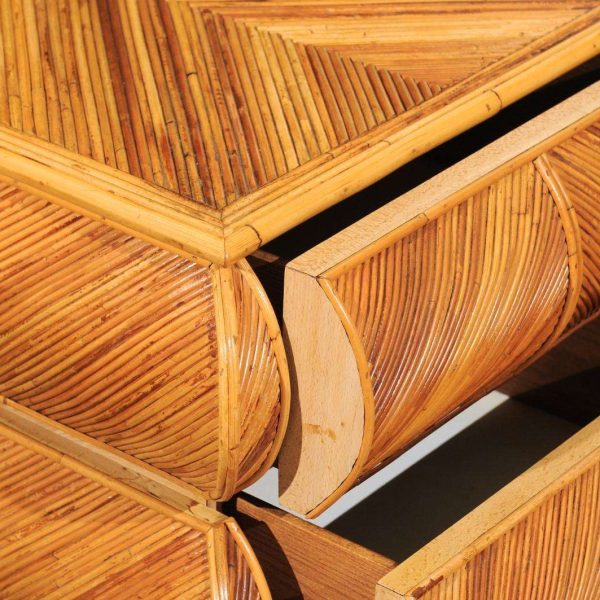 Magnificent Restored Pair of Bullnose Small Chests in Bamboo, circa 1980 - Image 6