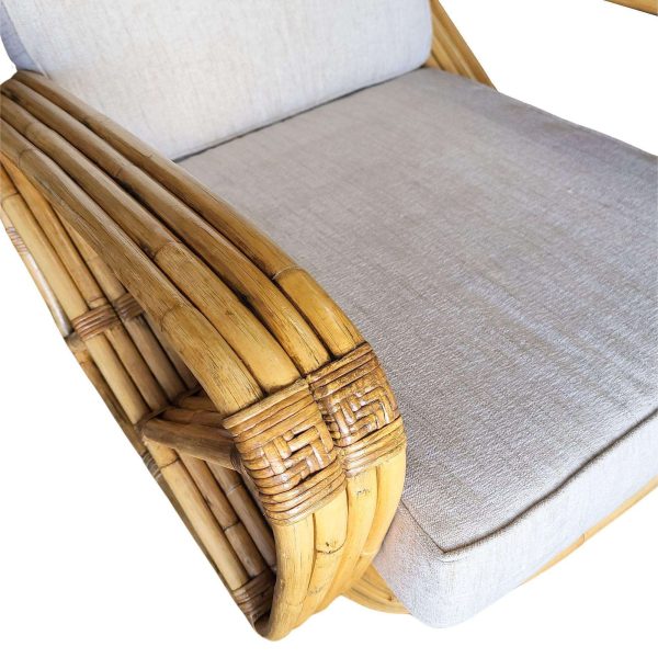 Original Historic Hand Made 4-Strand Square Pretzel Rattan Lounge & Sofa Set - Image 6