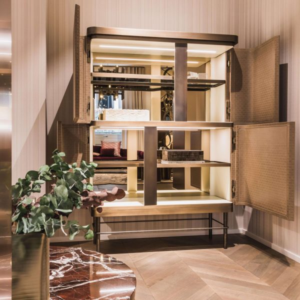 21st Century Art Déco Elie Saab Maison Leather Marble Essence Bar Cabinet, Italy - Image 8