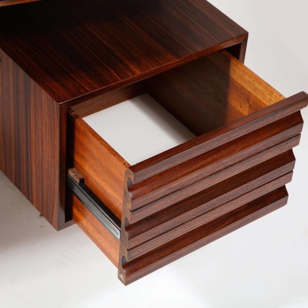 Osvaldo Borsani Rosewood and Aluminum Desk for Tecno SPA, Italy 1960s - Image 11