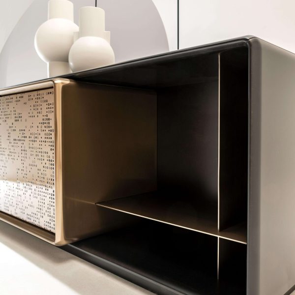 Laurameroni "Talento Lounge" Modern Low Sideboard in Bronze Liquid Metal - Image 7